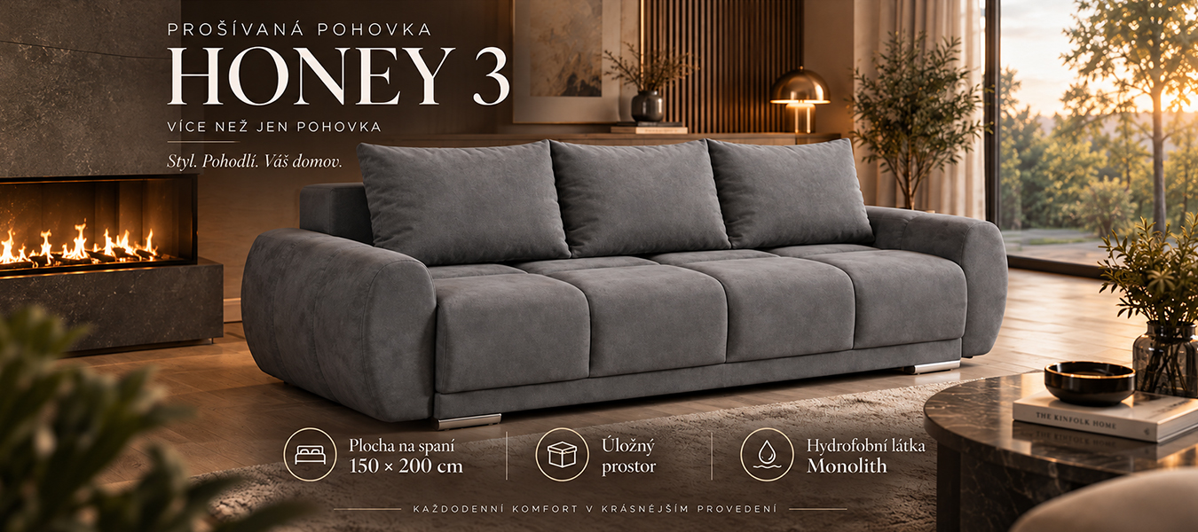 Trojmístná rozkládací pohovka s funkcí spaní LUCY 3 | 234x97x89cm | MONOLITH GRAFIT