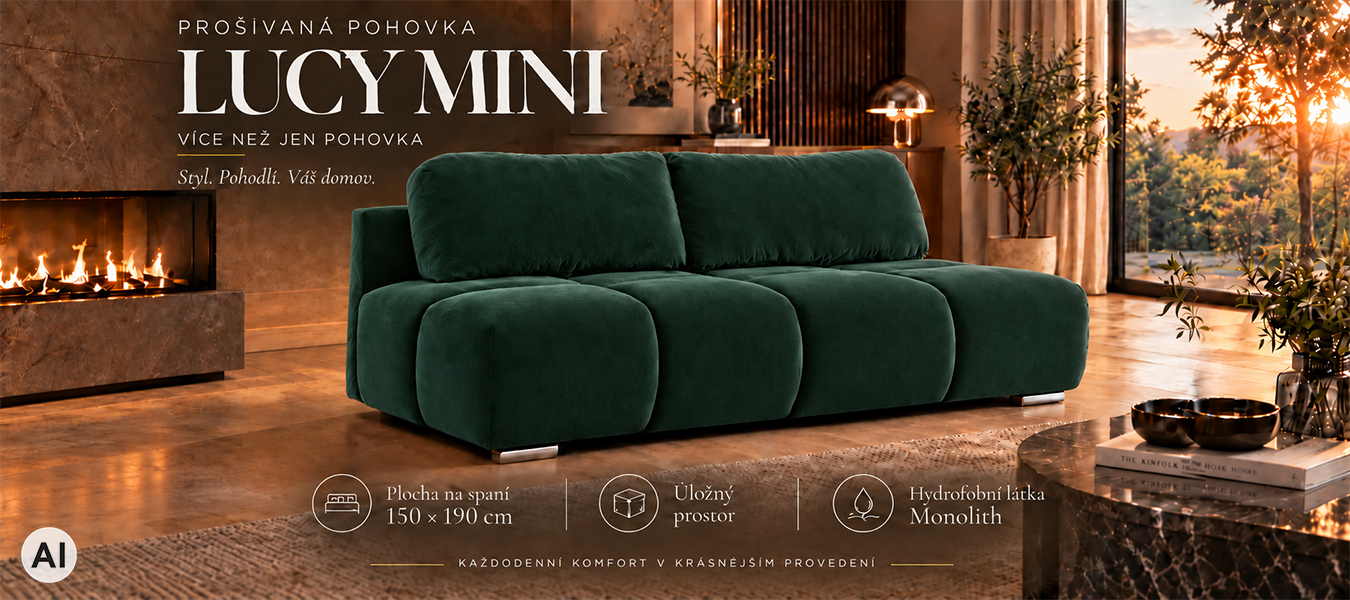 Dvoumístná rozkládací pohovka LUCY MINI | 195x104x89cm | MONOLITH ZELENÁ