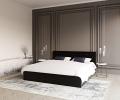 Luxusní manželská postel CRYSTAL černá 180x200 s dřevěným roštem