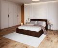 Čalouněná postel AMBER 160x200 Hnědá Trinity s úložným prostorem kovový rošt
