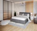 Čalouněná postel s úložným prostorem 160x200 AMBER Grafit Trinity kovový rošt