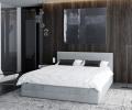 Luxusní manželská postel TOPAZ šedá 160x200 z eko kůže s kovovým roštem