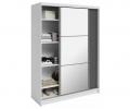 Šatní skříň DENVE 160x218x60,3 cm šedá/bílá se zrcadlem