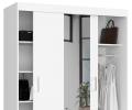 Šatní skříň s posuvnými dveřmi a zrcadlem 150cm bílá