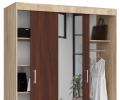 Šatní skříň s posuvnými dveřmi a zrcadlem 150cm dub sonoma / wenge