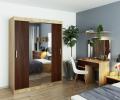 Šatní skříň s posuvnými dveřmi a zrcadlem 150cm dub sonoma / wenge